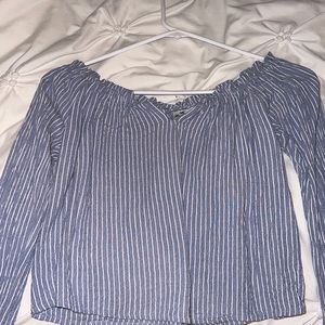XS blue and white striped blouse